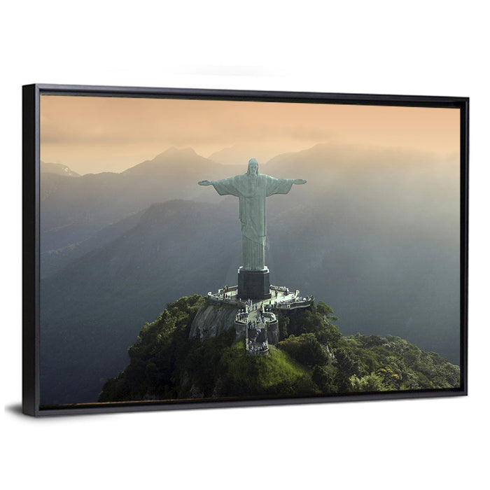 Christ the Redeemer at Golden Hour Wall Art as a framed canvas