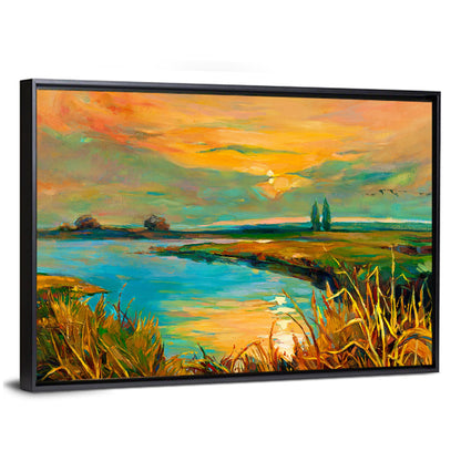 Rural Lake at Sunset Wall Art