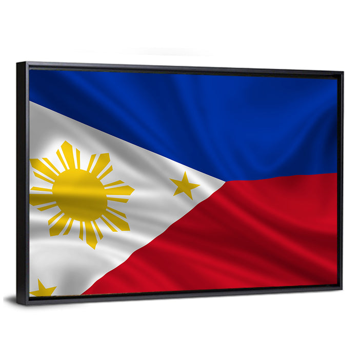Philippine Flag with Stylized Sun Wall Art as a framed canvas