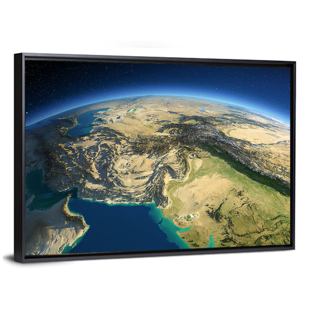 South Asia Topographic Map Wall Art