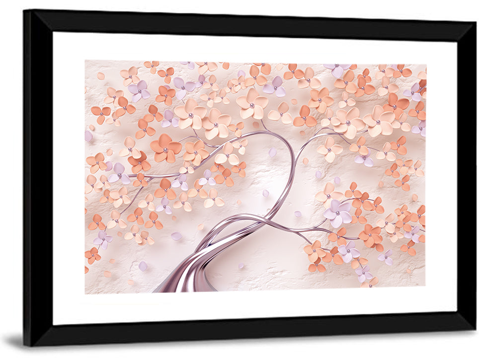 Vintage Silver Branch Blossom Wall Art