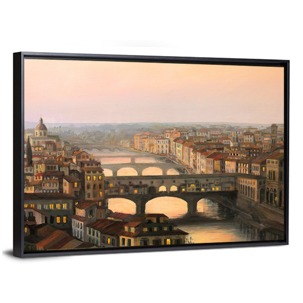 Florence Sunset Over Ponte Vecchio Wall Art