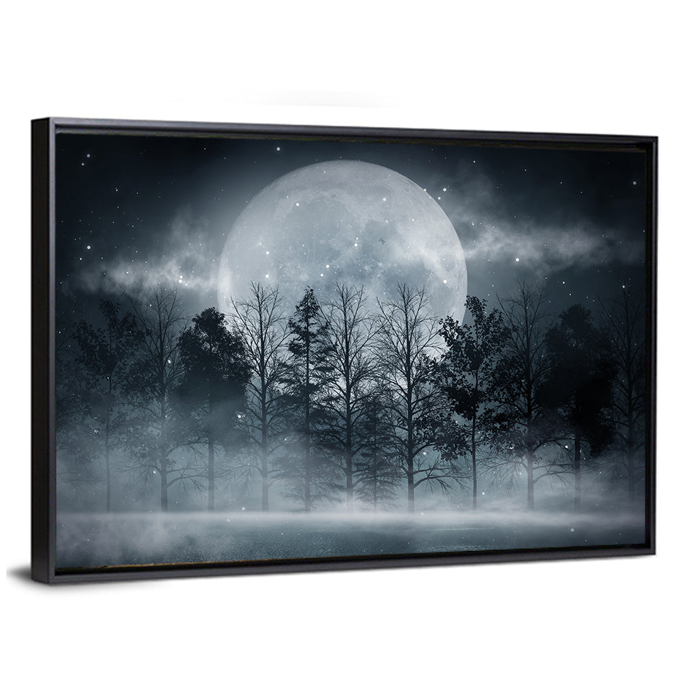 Full Moon Over Misty Forest Wall Art