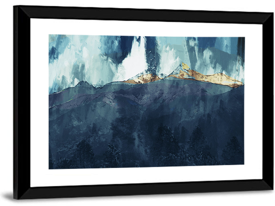 Backlit Mountain Range Wall Art