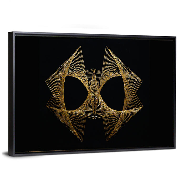 Antique Gold String Geometry Wall Art as a framed canvas