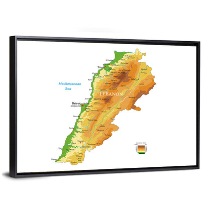Lebanon Terrain Map Wall Art