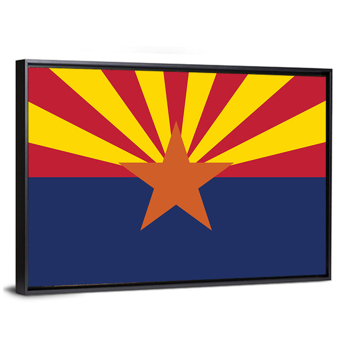 Arizona State Flag Graphic Wall Art as a framed canvas