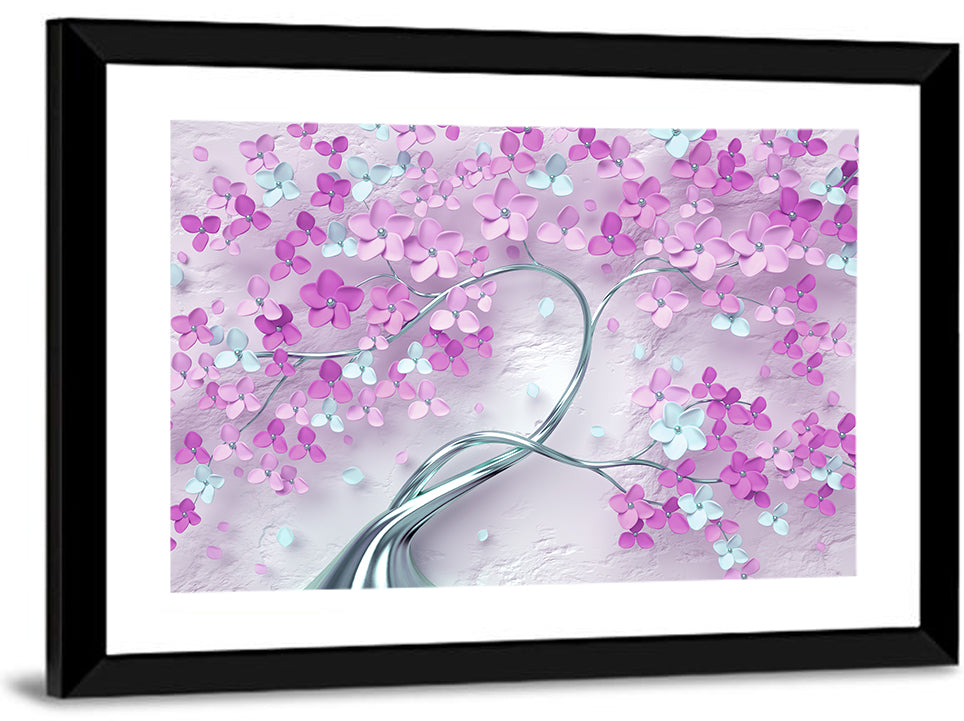 3d Flowering Tree Mural Wall Art