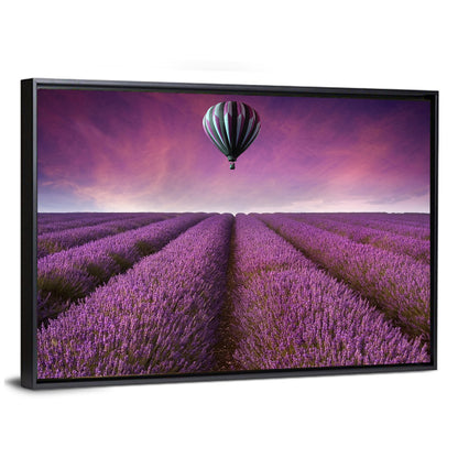 Hot Air Balloon Over Lavender Field Wall Art