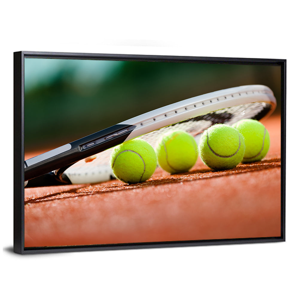 Tennis Balls Along Racket Frame Wall Art