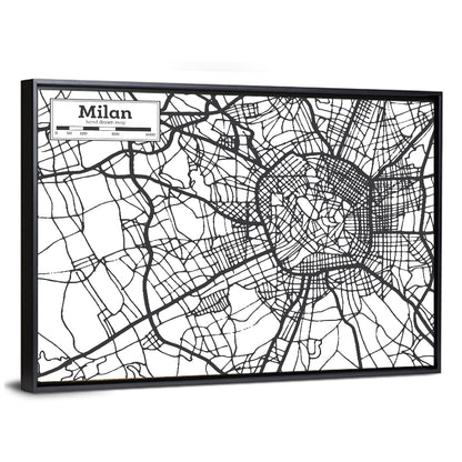 Milan City Map Wall Art