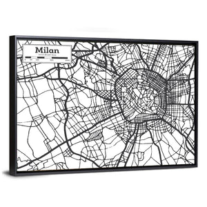 Milan City Map Wall Art