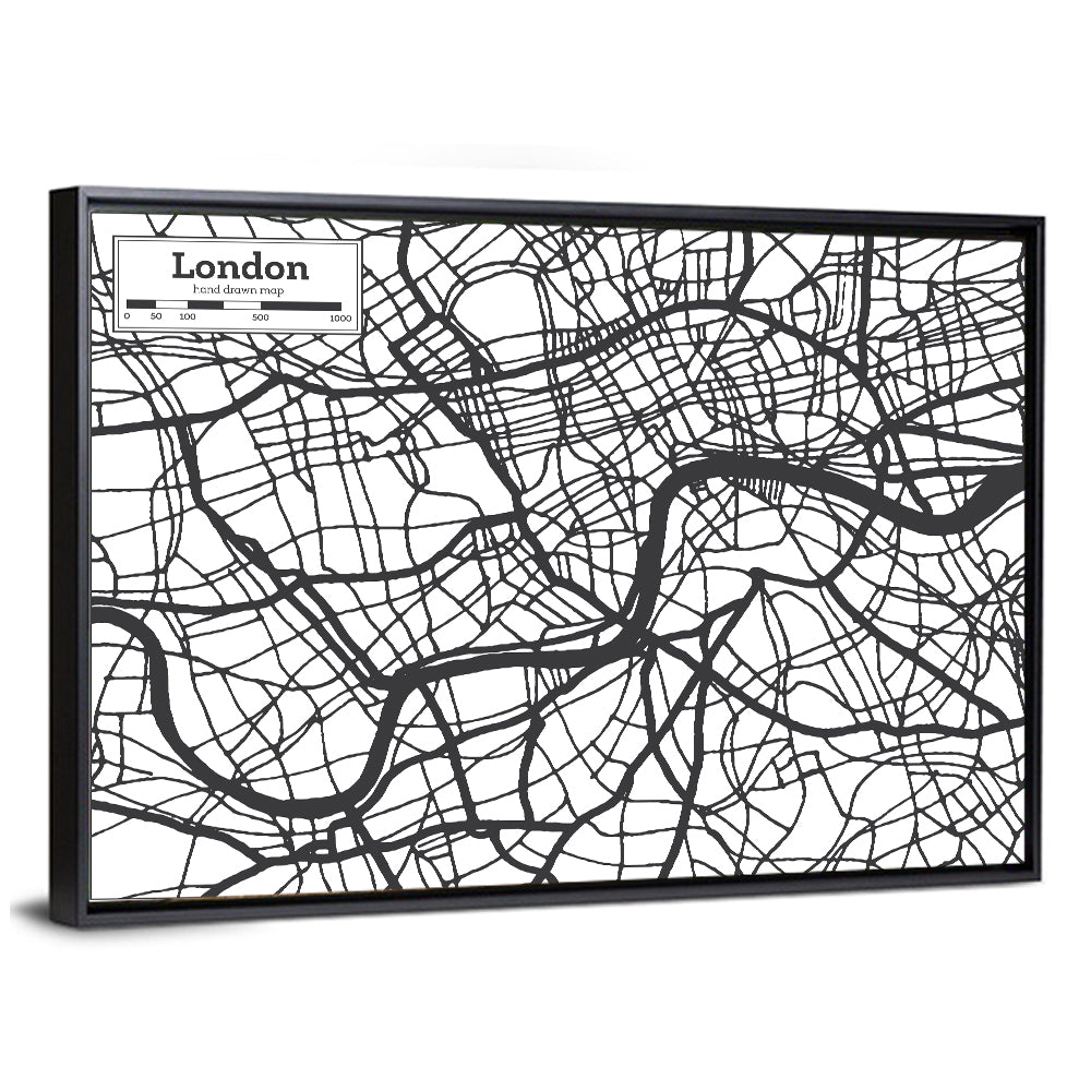 Hand Drawn London Map Wall Art