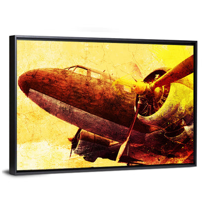 Grunge Military Propeller Plane Wall Art