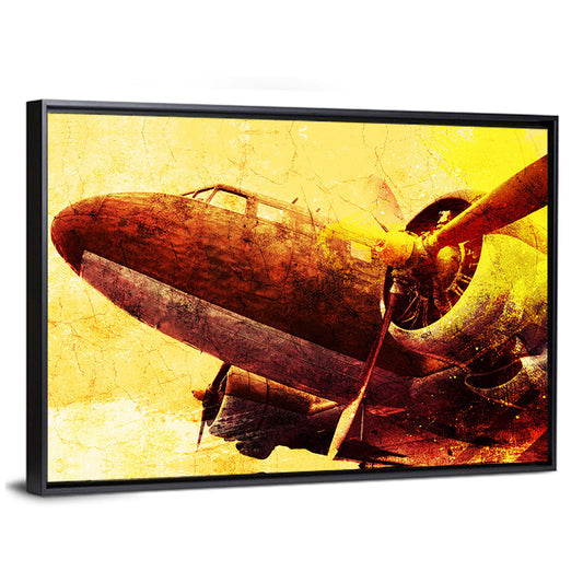 Grunge Military Propeller Plane Wall Art