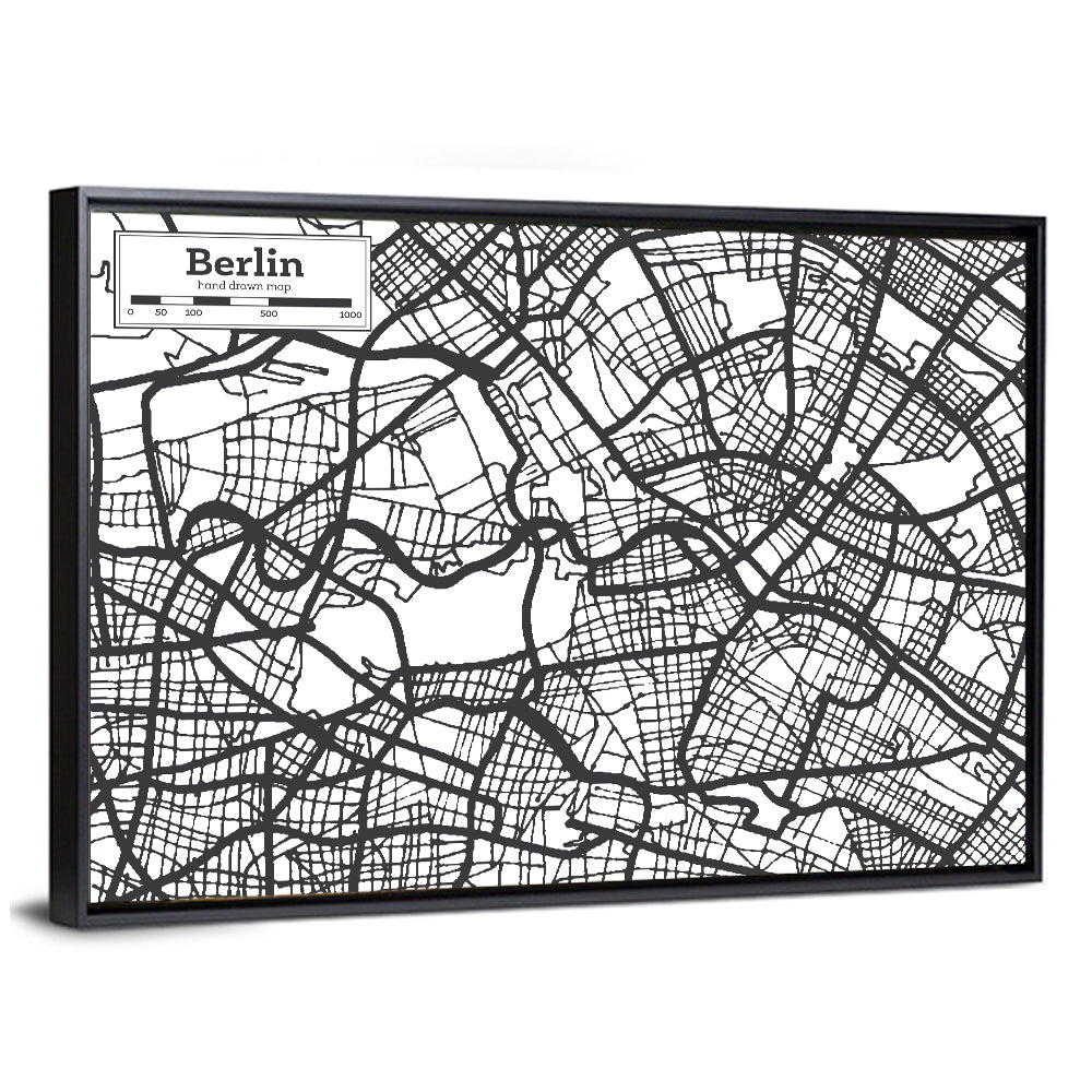 Hand-drawn Berlin City Map Wall Art