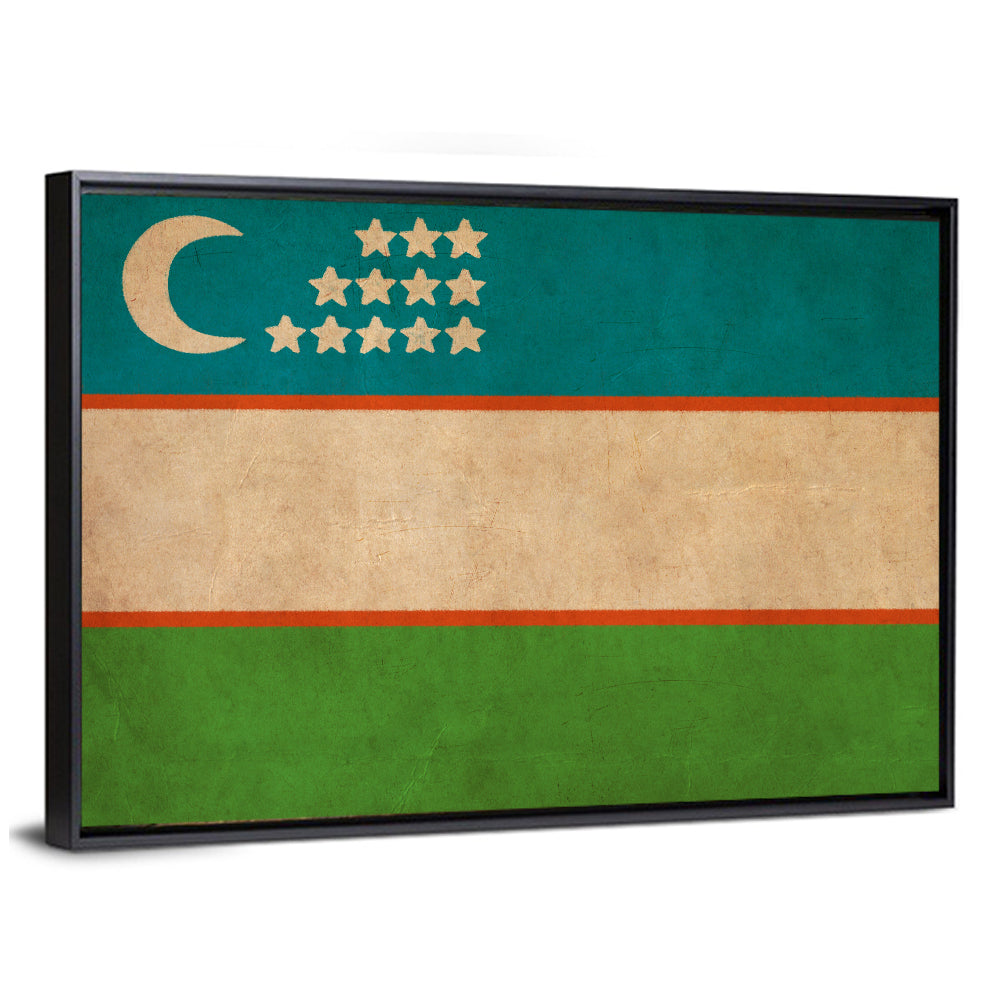Uzbekistan Flag with Crescent and Stars Wall Art