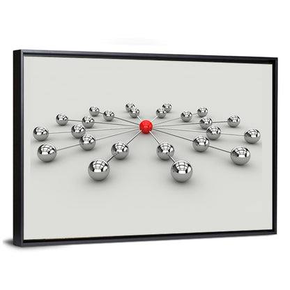 Radial Network with Red Hub Wall Art
