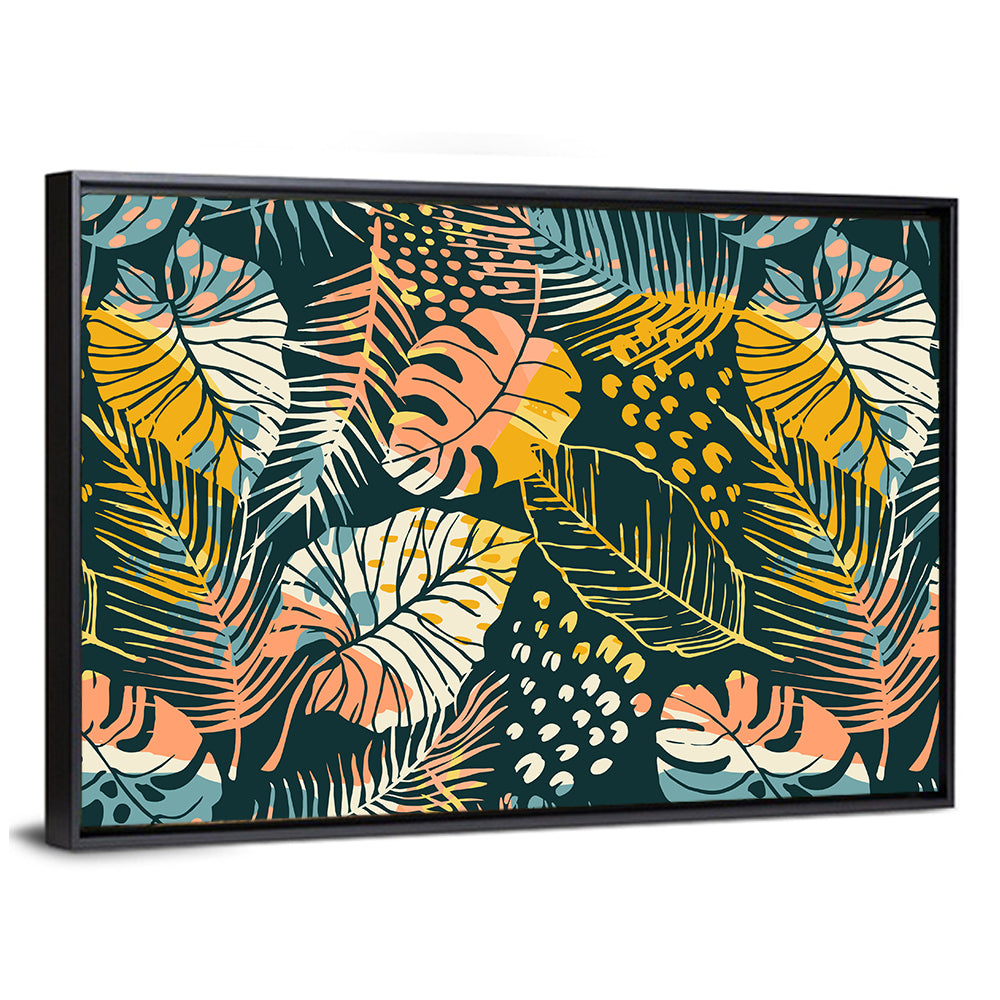 Tropical Monstera Palm Pattern Wall Art