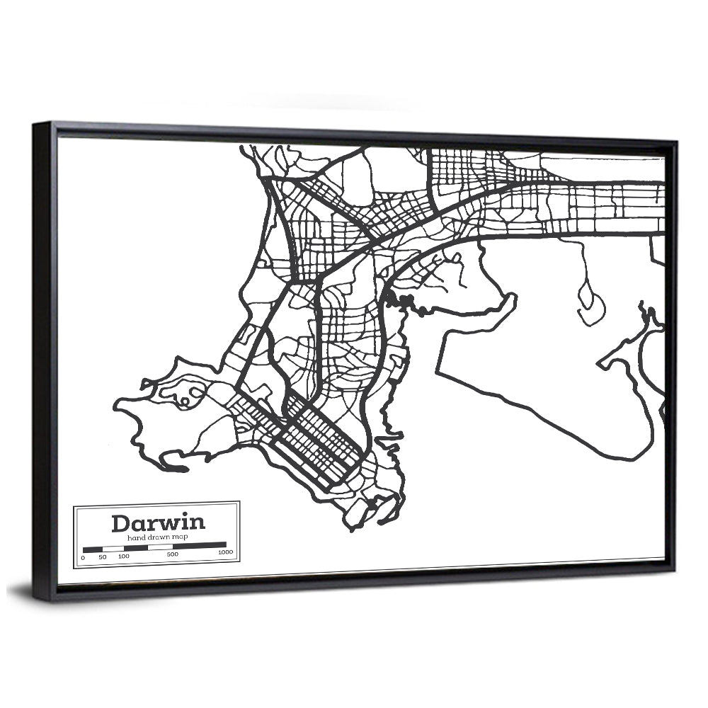 Darwin Minimalist City Map Wall Art