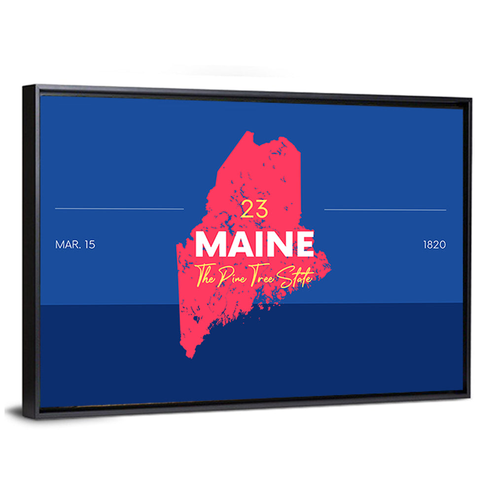 Maine State Map Graphic Wall Art