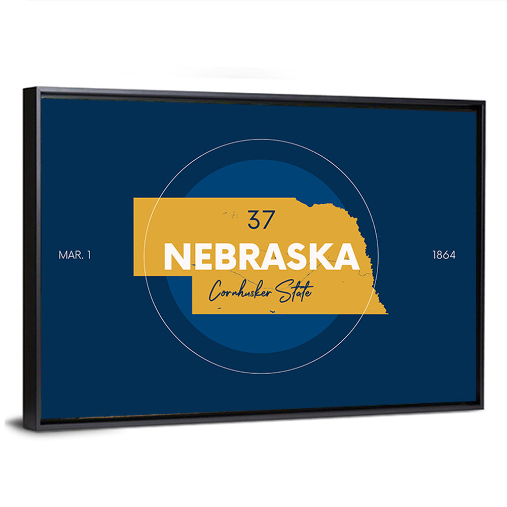 Nebraska State Map Graphic Wall Art