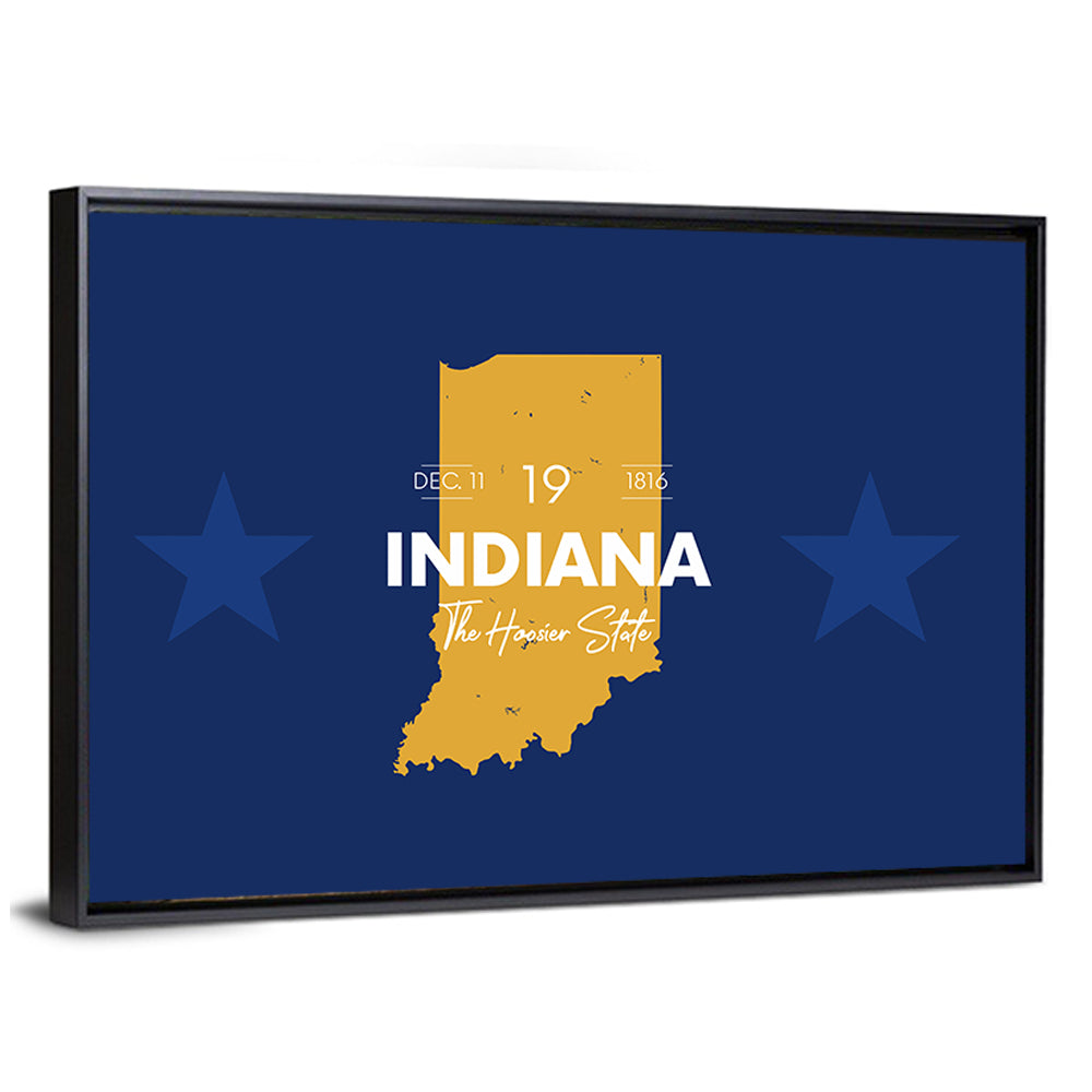 Indiana Typographic Map Wall Art