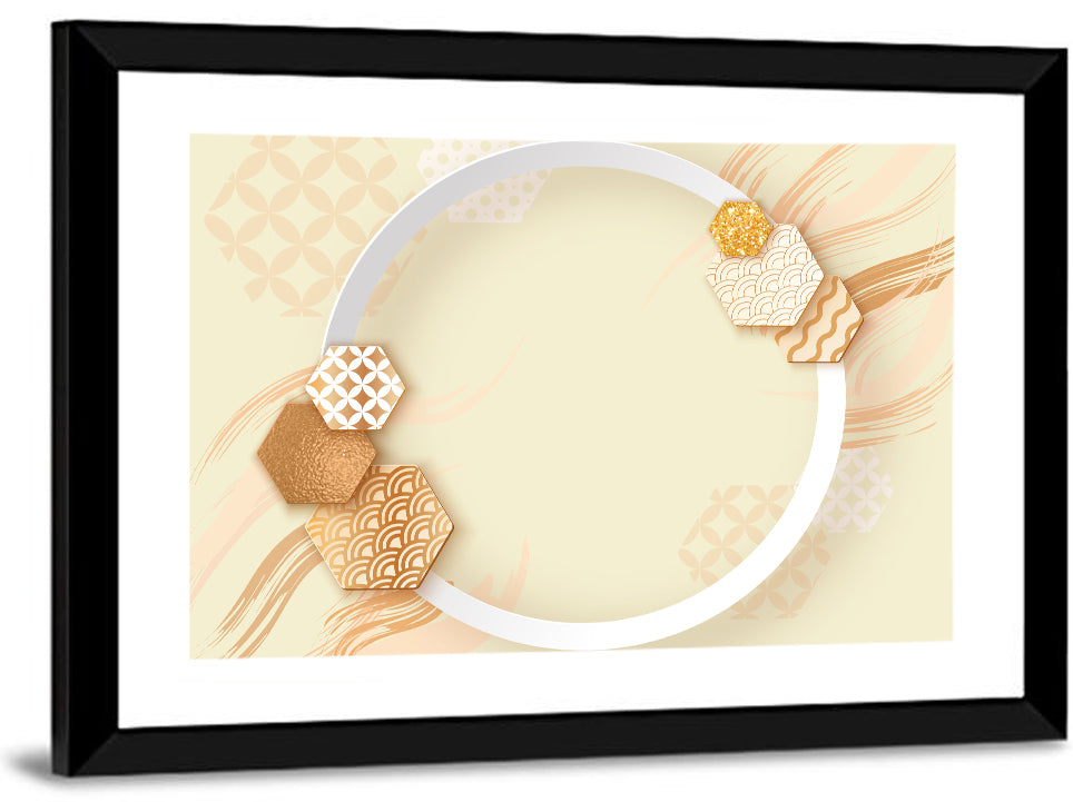 Cream and Gold Geometric Circle Wall Art