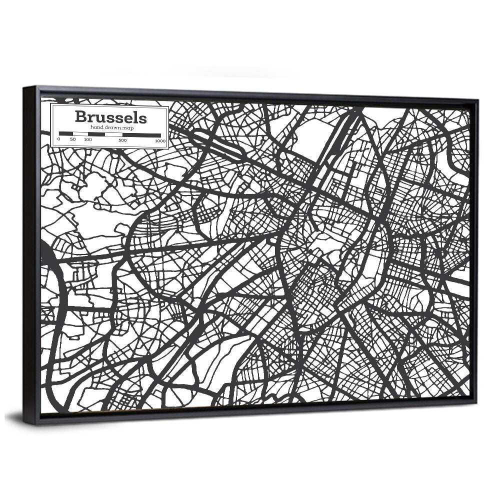 Brussels Hand Drawn City Map Wall Art
