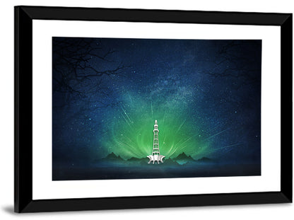 Minar-e-pakistan Aurora Night Wall Art