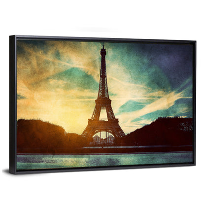 Eiffel Tower Sunset Reflection Wall Art