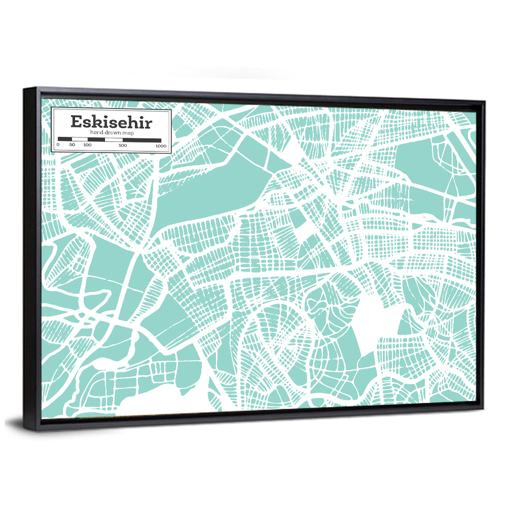 Eskisehir Street Grid Map Wall Art