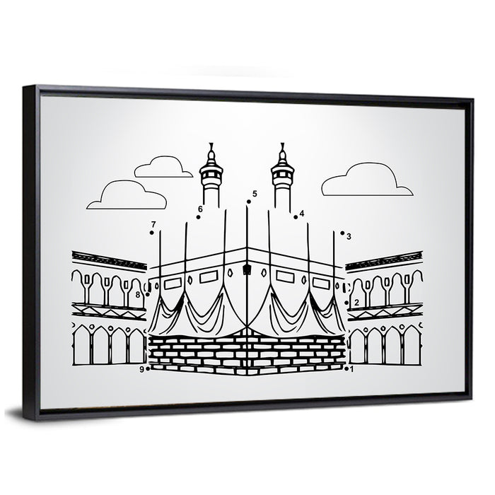 Khana E Kaaba Minimalist Line Wall Art as a framed canvas