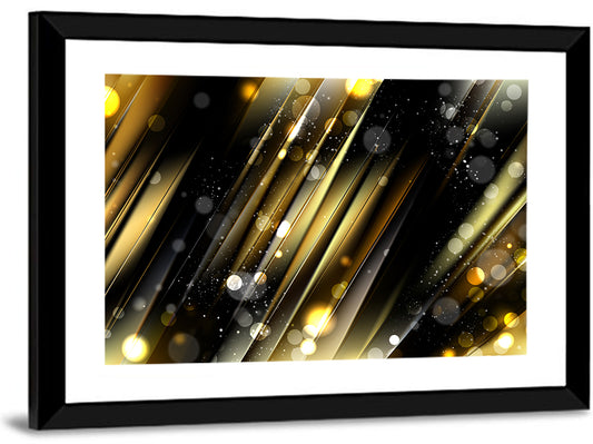 Black and Gold Diagonal Lights Wall Art