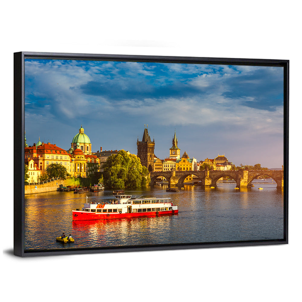Charles Bridge at Golden Hour Wall Art