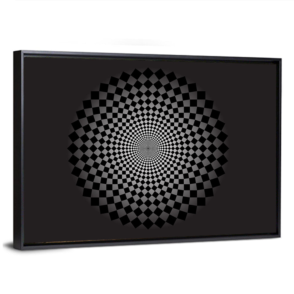 Monochrome Checkerboard Spiral Wall Art