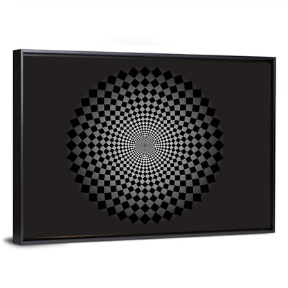 Monochrome Checkerboard Spiral Wall Art