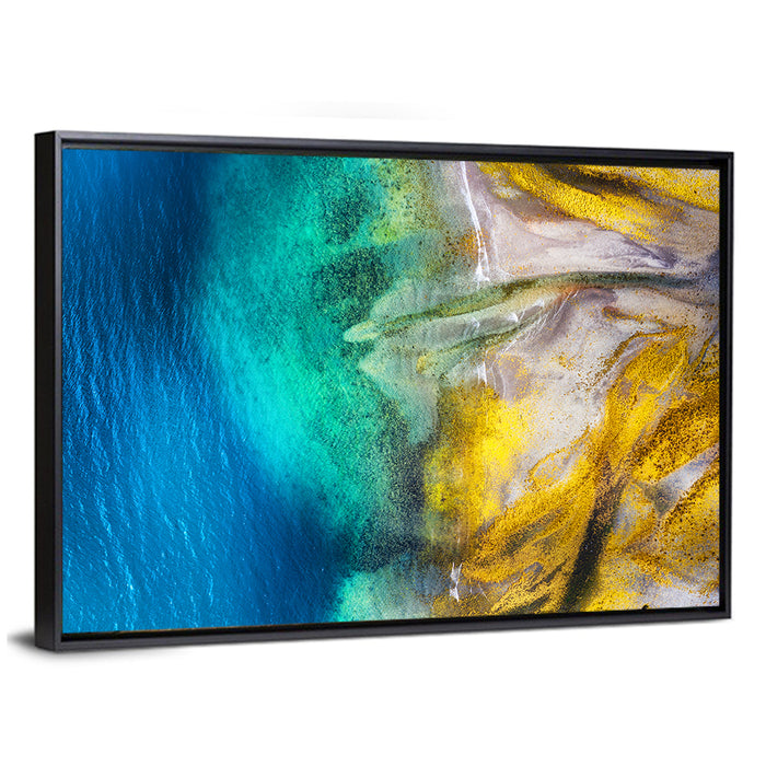 Iceland Aerial Coastline Wall Art as a framed canvas