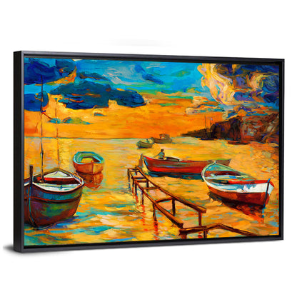 Wooden Pier at Sunset Wall Art