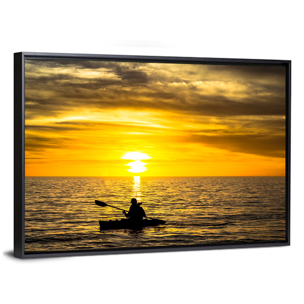 Kayaker at Golden Sunset Wall Art