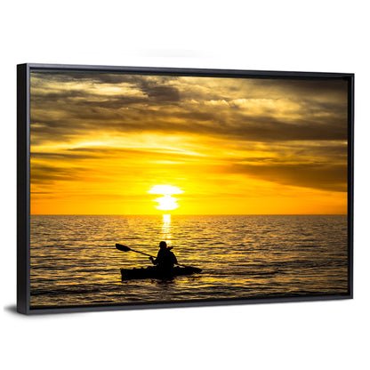 Kayaker at Golden Sunset Wall Art