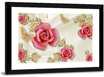 Golden Pearl Floral Illustration Wall Art