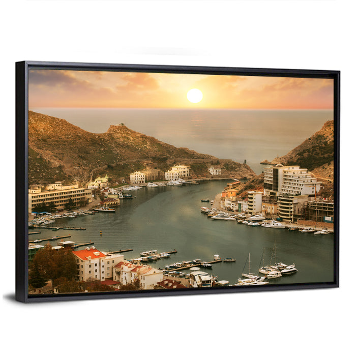 Balaklava Bay at Sunset Wall Art as a framed canvas