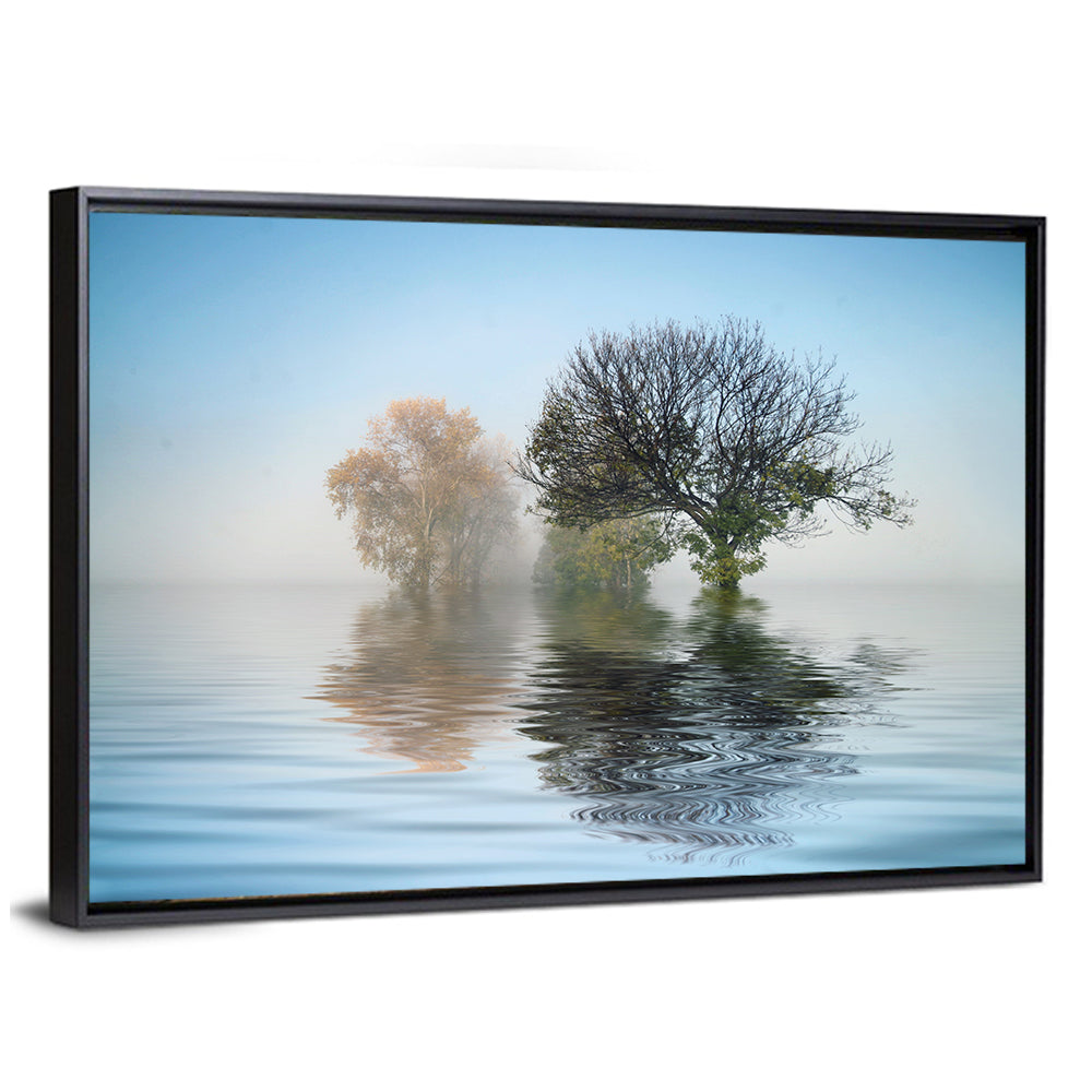 Misty Lake Reflection Wall Art