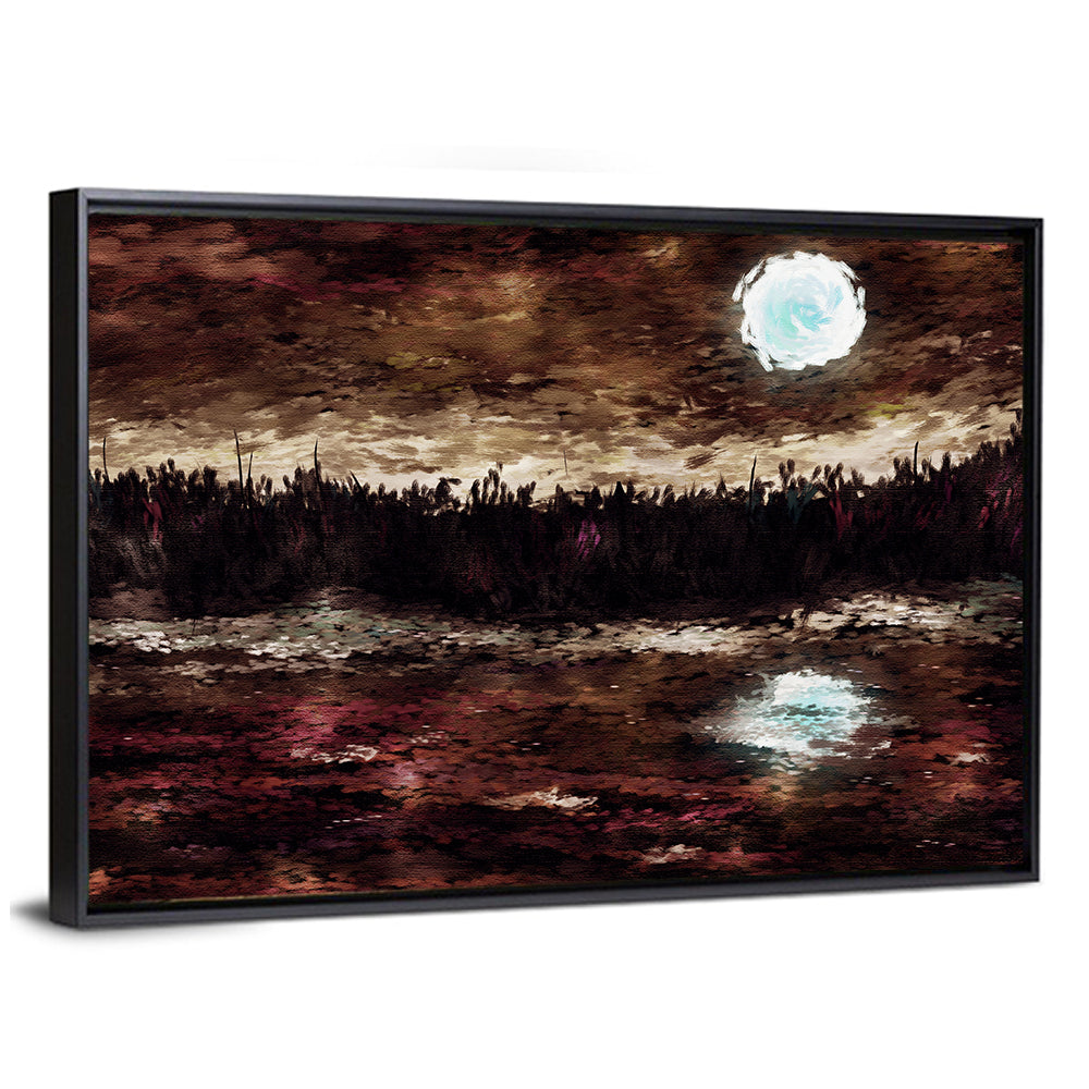 Moonlit Marsh Reflection Wall Art