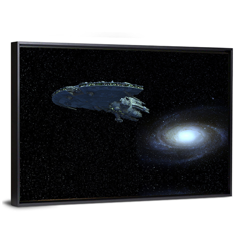Starship Over Spiral Galaxy Wall Art