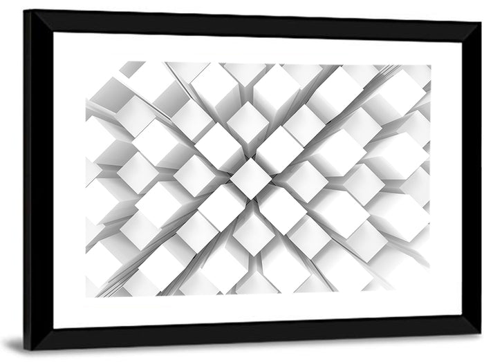 White Cube Grid Wall Art as a framed print