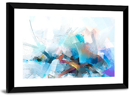 Colorful Brushstrokes with Geometric Planes Wall Art