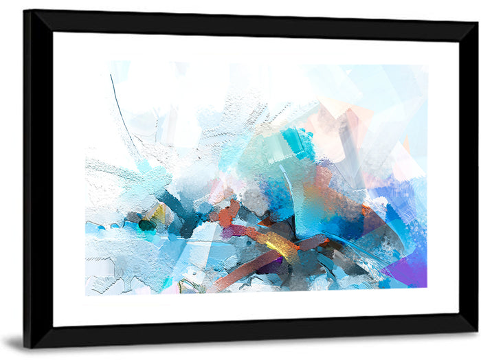 Colorful Brushstrokes with Geometric Planes Wall Art as a framed print