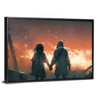Lovers Before the Flames Wall Art